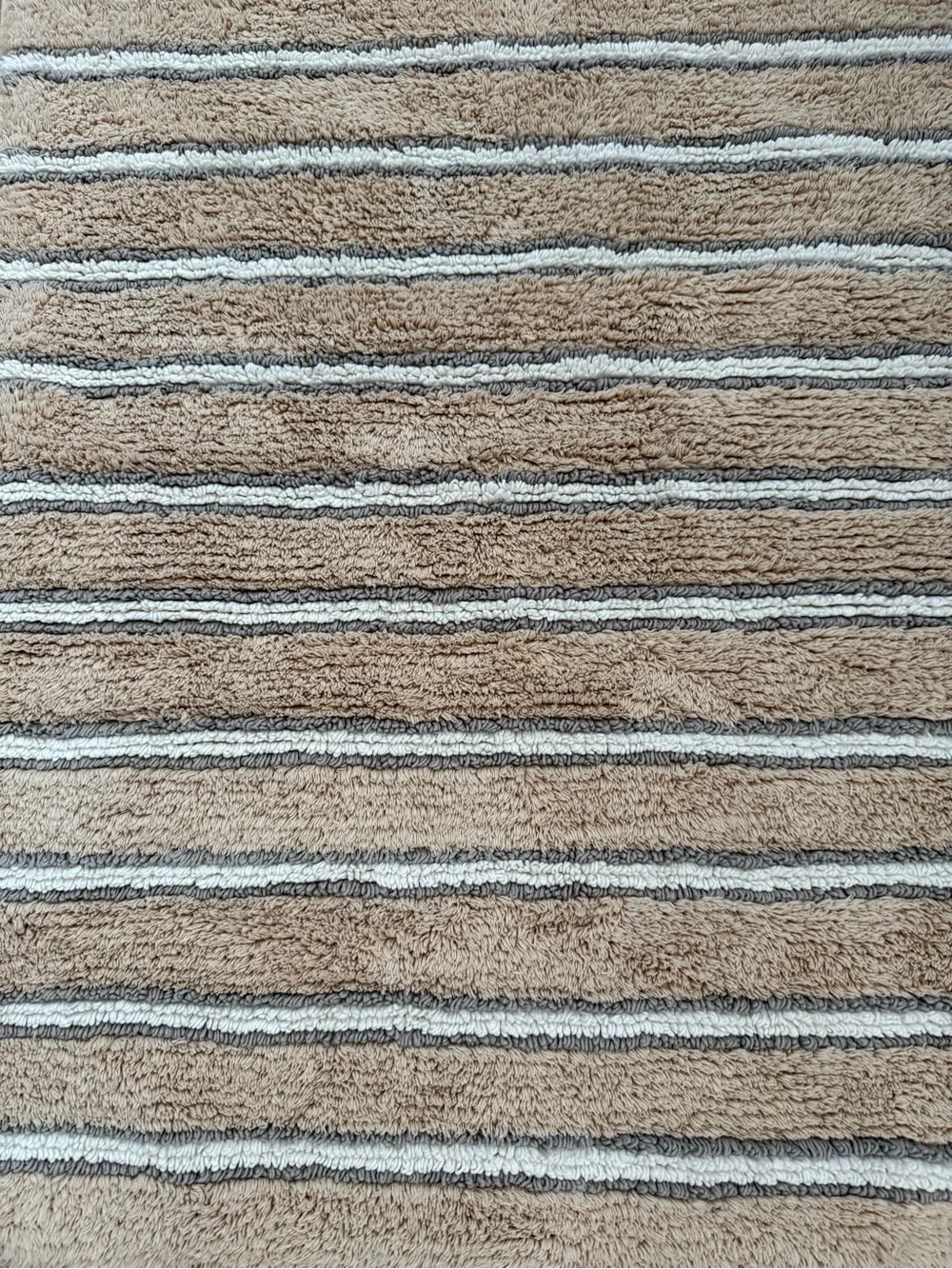 House of noa Neutral Beige Striped Bath Runner - Plush Home Bath Mat
